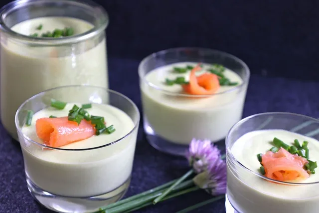 Asparagus and Broccoli Mousse with Smoked Salmon