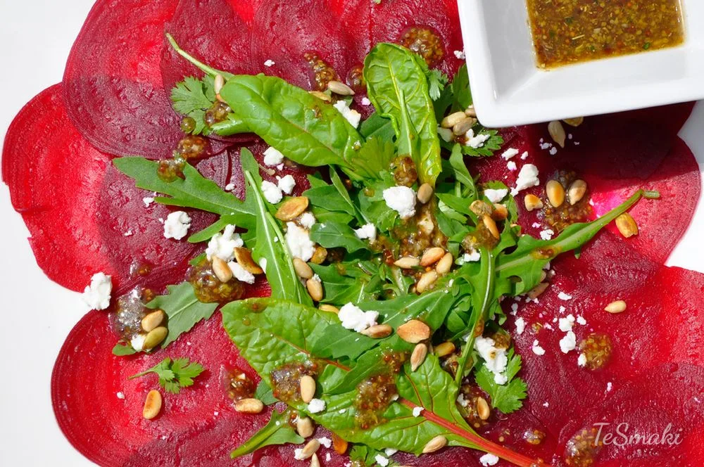 Beetroot Carpaccio with Goat Cheese — appetizer, roasted recipe