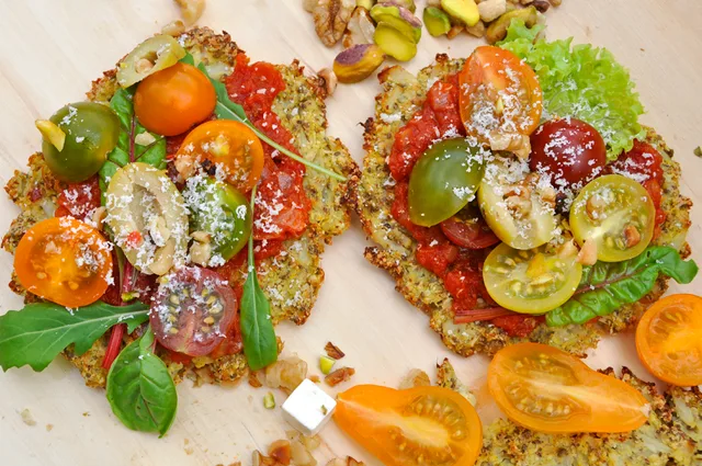 Cauliflower Fritters with Tomatoes