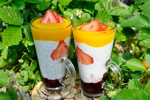 Chia Dessert with Mango and Strawberries