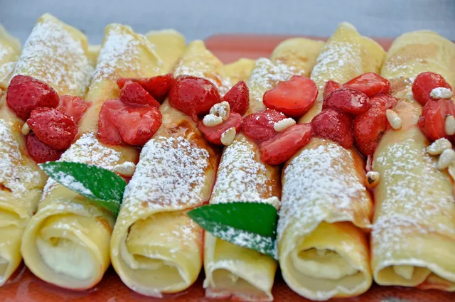 Crêpes au fromage et aux fraises