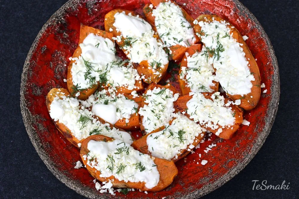 Roasted Sweet Potatoes with Feta and Greek Yogurt